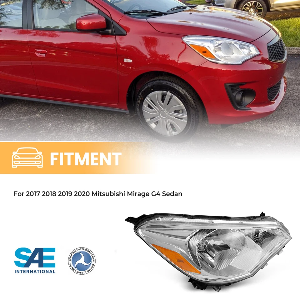 Headlight For 2017 2018 2019 2020 Mitsubishi Mirage G4 Driver Left Side Headlamp Foto 2 de 4