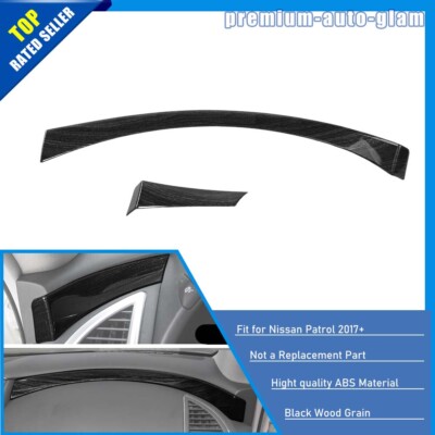 2x Black Wood Center Console Dashboard Strips Trim Cover For Nissan Armada 2017+