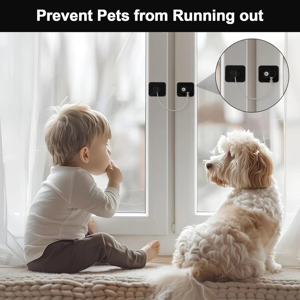 4 Pièces Securité Fenetre Noir Cadenas Frigo Verrou Fenetre Forte Adhésif Ser... - Image 3 of 4