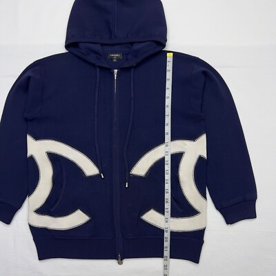 Chanel Blue Viscose Knitwear Zipped Hoodie Size 34 | eBay