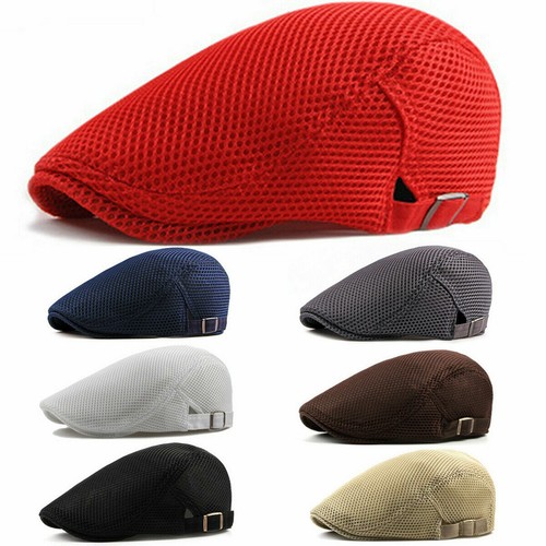 Men Mesh Hat Flat Cap Breathable Golf 