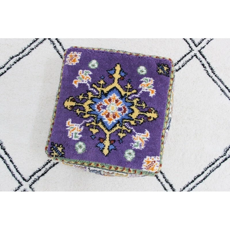  Moroccan Handmade Wool Pouf Square Floor Cushion Berber Footstool Tribal Pouffe - Image 2 of 4