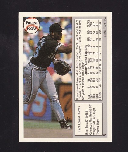 1992 Front Row Frank Thomas #3 Chicago White Sox - Picture 2 of 2