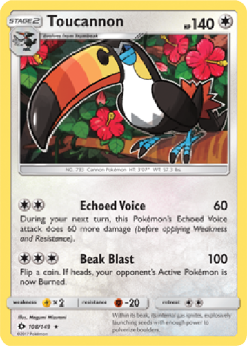 1x Toucannon 108/149 RARE Sun & Moon Pokemon TCG Card NM | eBay