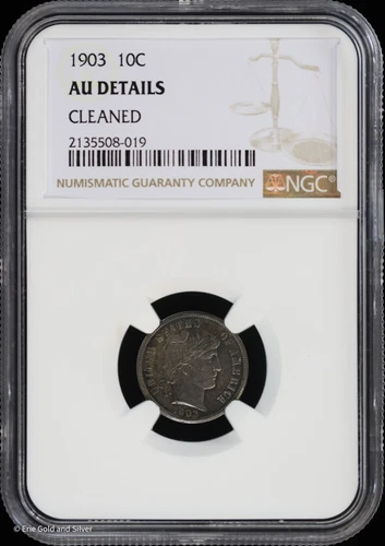 1903 10C Barber Dime NGC AU Details
