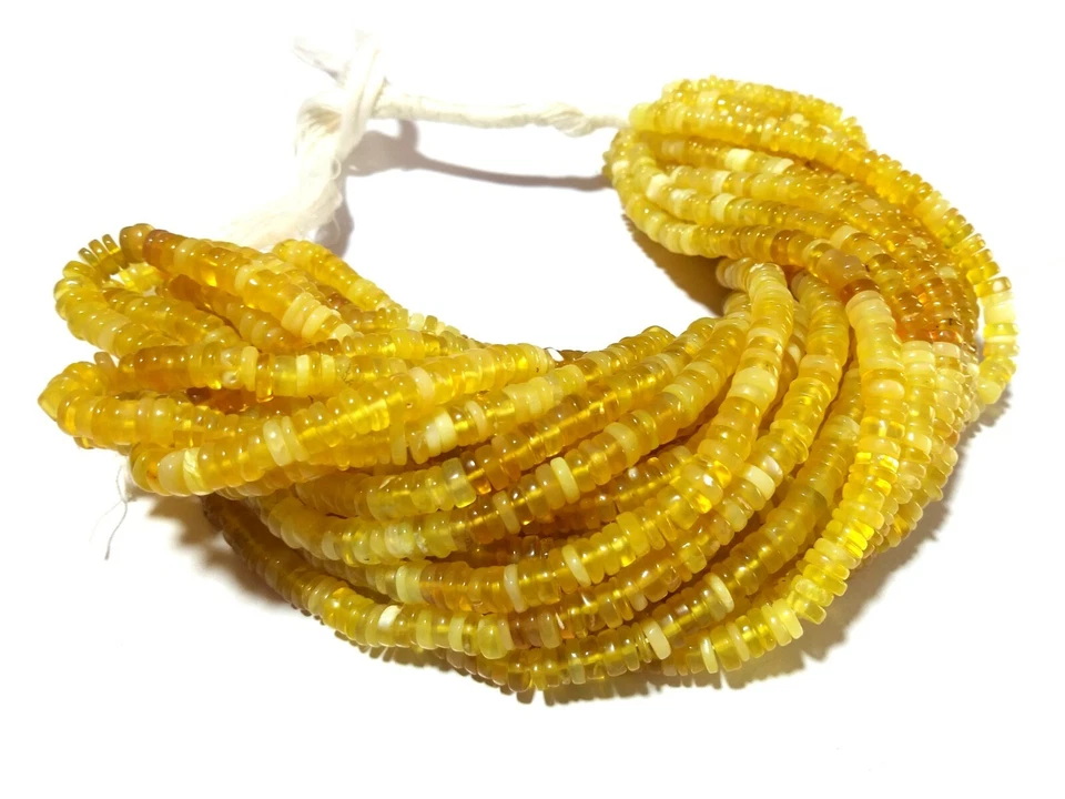 Pneumatico opale giallo naturale Heishi 5-5,5 mm pietre preziose lisce perlin... - Immagine 4 di 4