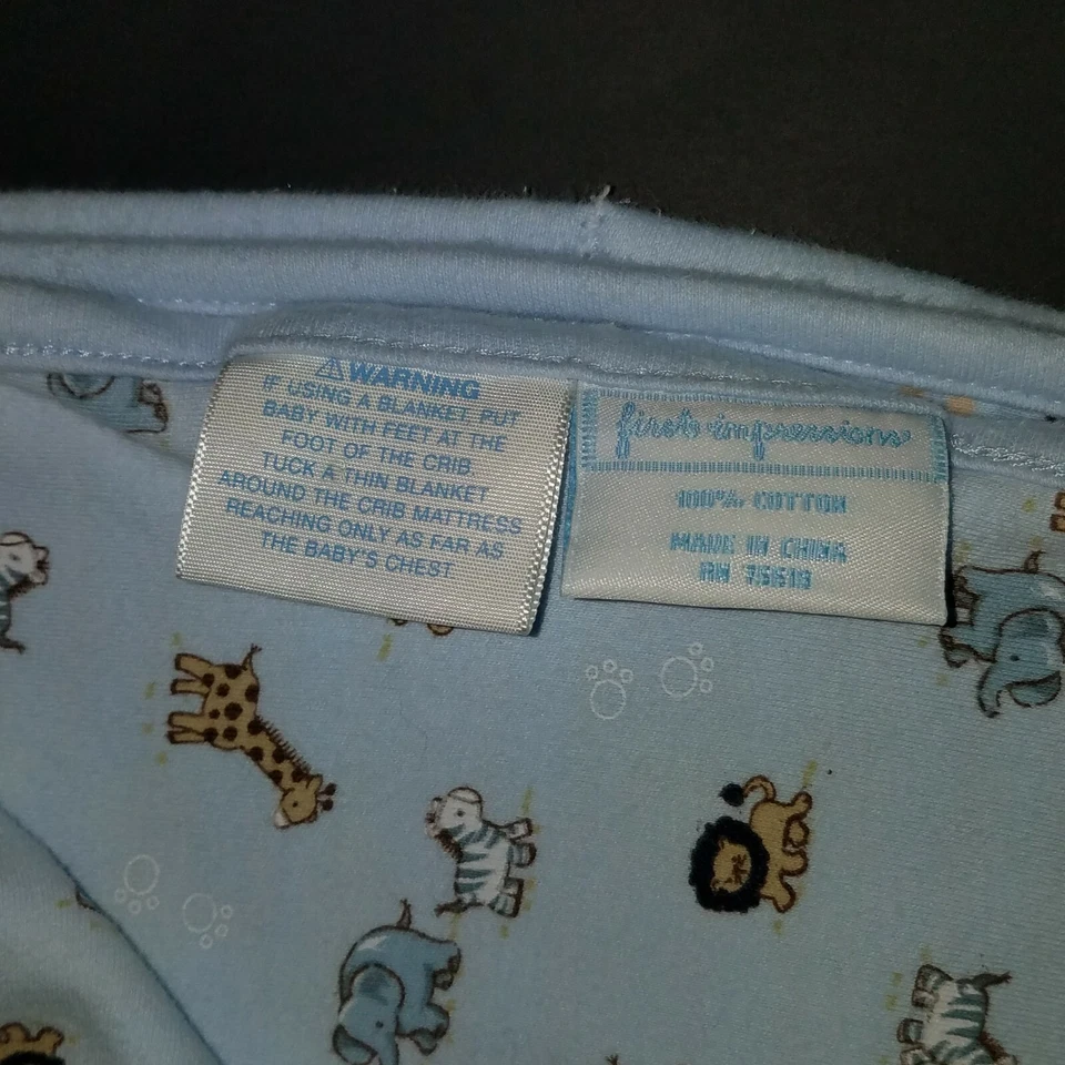 Manta bebé azul primeras impresiones Lovey rayas jirafa león elefante animales Foto 2 de 4