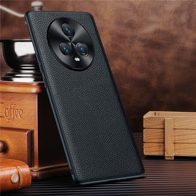 Genuine Leather Slim Case for Honor Magic5 Pro/5 Ultimate Retro Metal Ring Cover