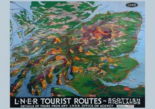Vintage Railway Poster Scottish Highlands Map Scotland Train Routes PRINT A3 A4