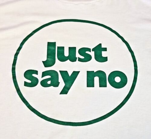 Vintage 80s Just Say No Drugs DARE Screen Stars L Kids T shirt Green Made In USA - Picture 1 of 6