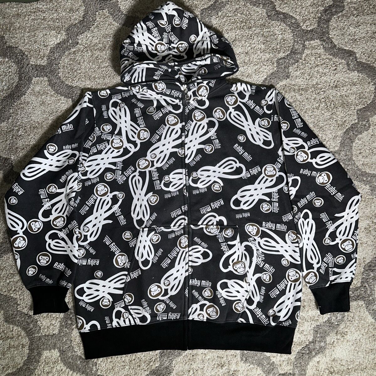 Vintage BAPE A BATHING APE Full Zip Up HOODIE BABY MILO XL Vintage BAPE A BATHING APE Full Zip Up HOODIE BABY MILO XL