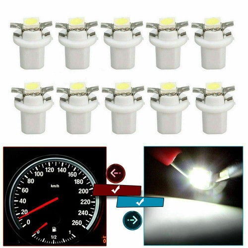 10x T5 B8.5D 5050 White Car LED Dashboard Dash Gauge Instrument Light Bulb Lamp - Picture 3 of 6