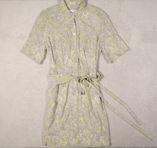 Equipment Femme Womens 4 Beige Dress Animal Print Collared Short Sleeve Belted