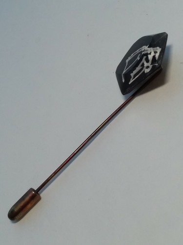 VINTAGE Intaglio LUCITE Stick PIN Horse Head Bust BLACK WHITE Reverse Carved HTF - Picture 6 of 8
