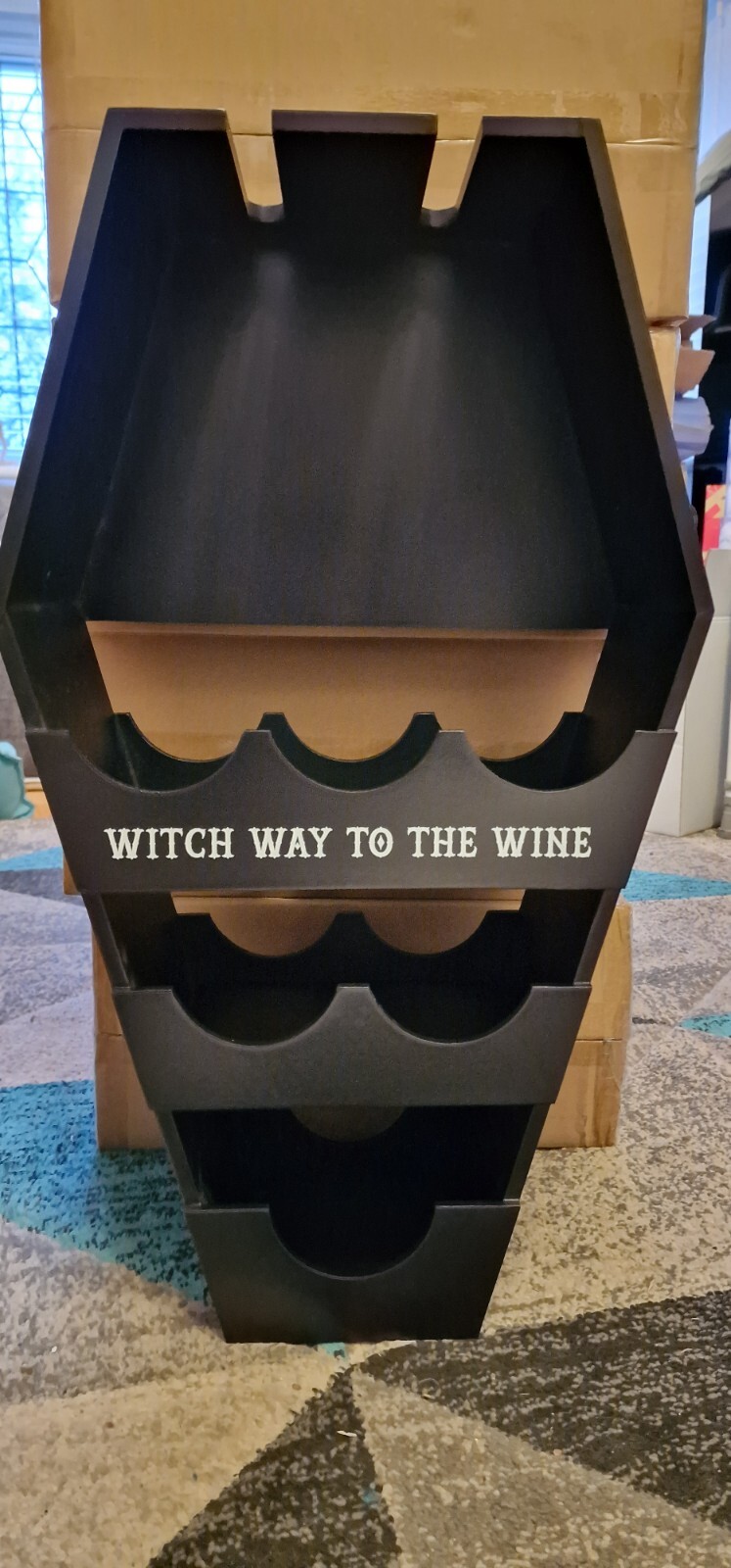 Beautiful Goth Gothic Emo Style Black Coffin Wine Shelf New Boxed FREE P&P!!