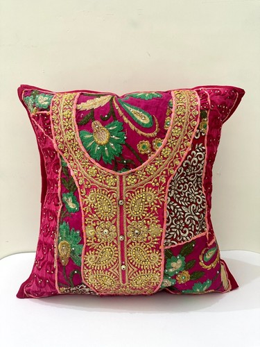 Vintage Handmade Khambadiya Patchwork Cushion Cover Quilted Cushion Cover - Picture 4 of 24