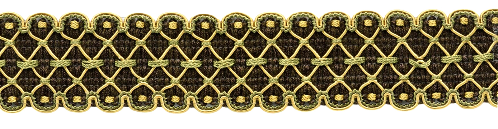 Mocha Brown, Olive Green, Gold 1.5"" Gimp Braid [10 Yards]