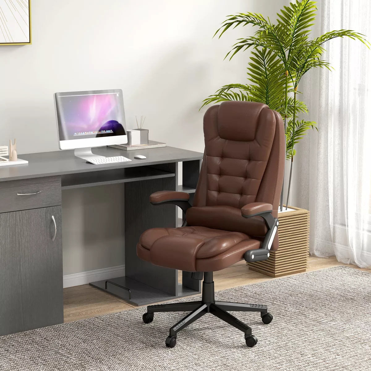 HOMCOM High Back Vibration Massage Chair Heating Office Chair