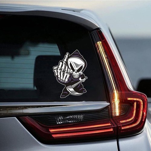 2 pezzi fai da te auto scheletro dito medio sticker adesivo auto teschio moto sticker - Foto 5 di 8