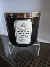 Bath  Body Works MAHOGANY TEAKWOOD INTENSE 3 Wick Candle w Essential Oils NEW b