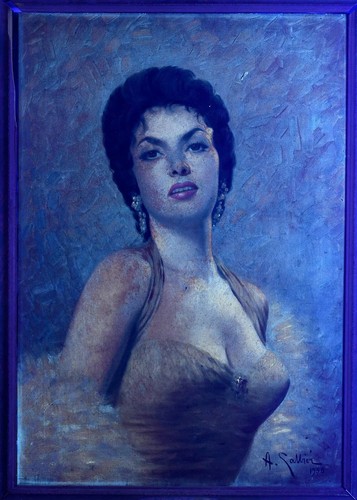 Portrait of Gina Lollobrigida, Starlet, Oil, by Gina Allesandro Galbier, 1956!! - Picture 7 of 8
