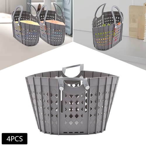 4PC Freestand Foldable Laundry Basket W/Self-adhesive Hook For Wash Laundry Room