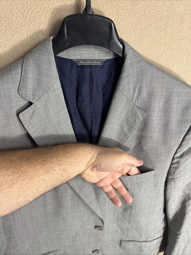 JACK VICTOR ELITE MENS GRAY Twill WOOL SPORTS Coat 44R Zignone Canada Echo CT - Picture 4 of 14