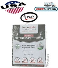 Fabric Mattress Cover-Waterproof & Dust Mite Proof Mattress Protector-Queen Size