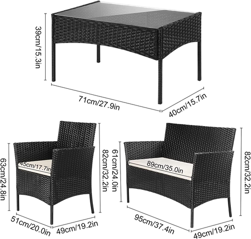 Arreditaly Set Di Mobili Da Giardino Salotto Salottino in Rattan 4 Posti Con Tav - Foto 9 di 12
