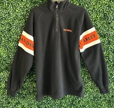Men's Small Harley-Davidson Motorcycles 1/4 Zip Black Fleece Pullover Sweatshirt