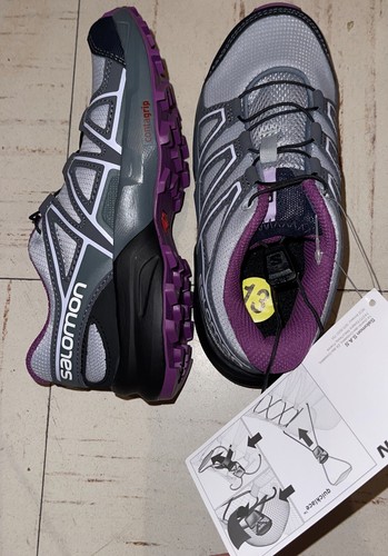 Salomon Speedcross Trail Running Shoes GIRLS 13 EUR 31 Pull Closure Gray Purple - Picture 1 of 5
