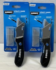 New HART Folding UTILITY KNIFE 2-PACK w/ 20 Blades & Removable Belt Clip (SH9)