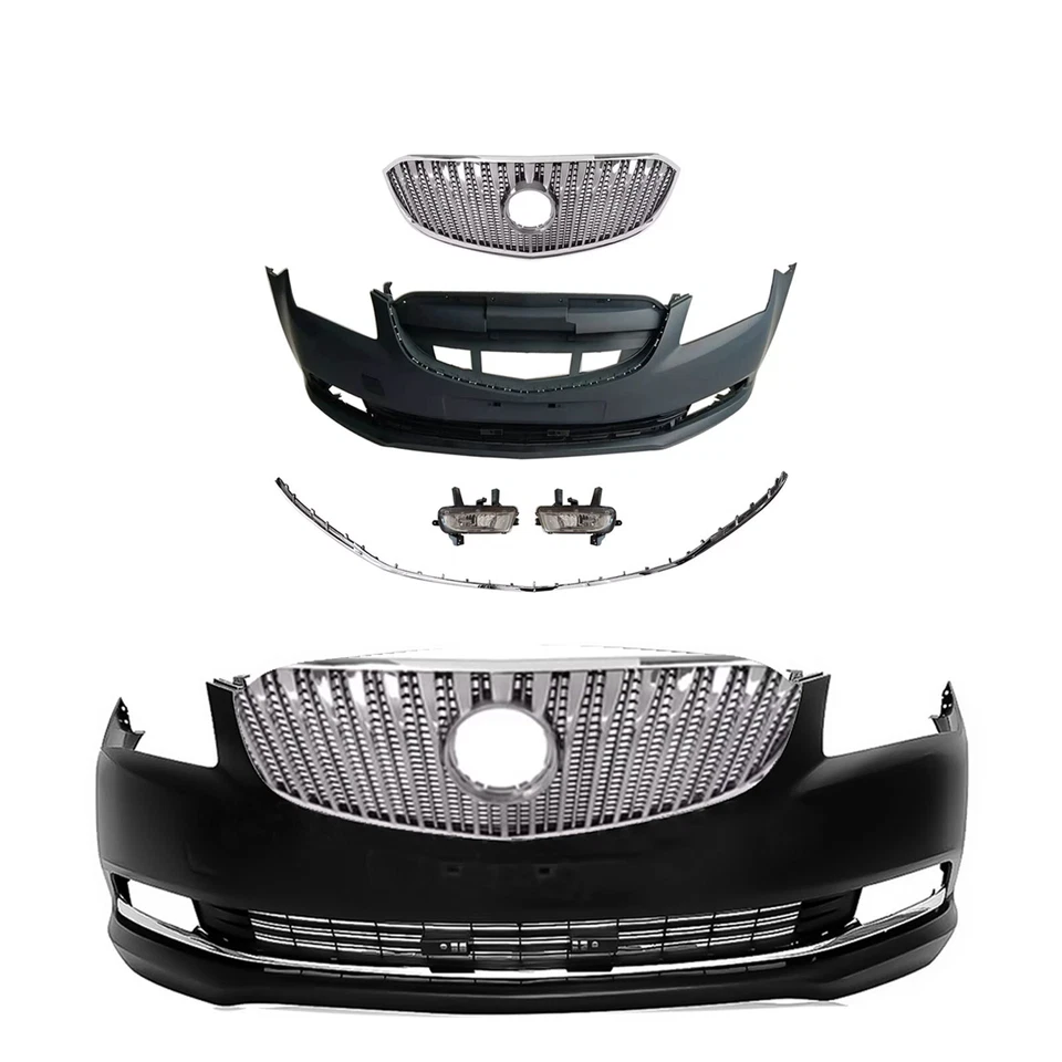 Complete Front Bumper Set Black Compatible with 2014 2015 2016 Buick LaCrosse - Image 3 of 4