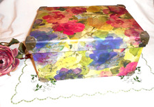 Vintage Tri Coastal Design Keepsake Box with Metal Corners  Handles - Colorful