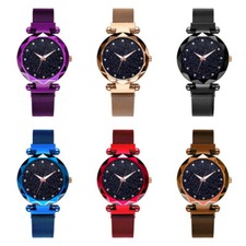 Starry Magnetic Metal Mesh Strap Women Girl Ladies Analogue Quartz Wrist Watch