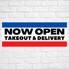 NOW OPEN TAKEOUT DELIVERY Advertising Vinyl Banner Flag Sign Many Sizes USA