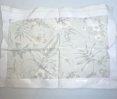 Home Decor Fabric Floral Butterfly Tan Green 26" x 18" Upholstery Pillow Remnant - Picture 5 of 6