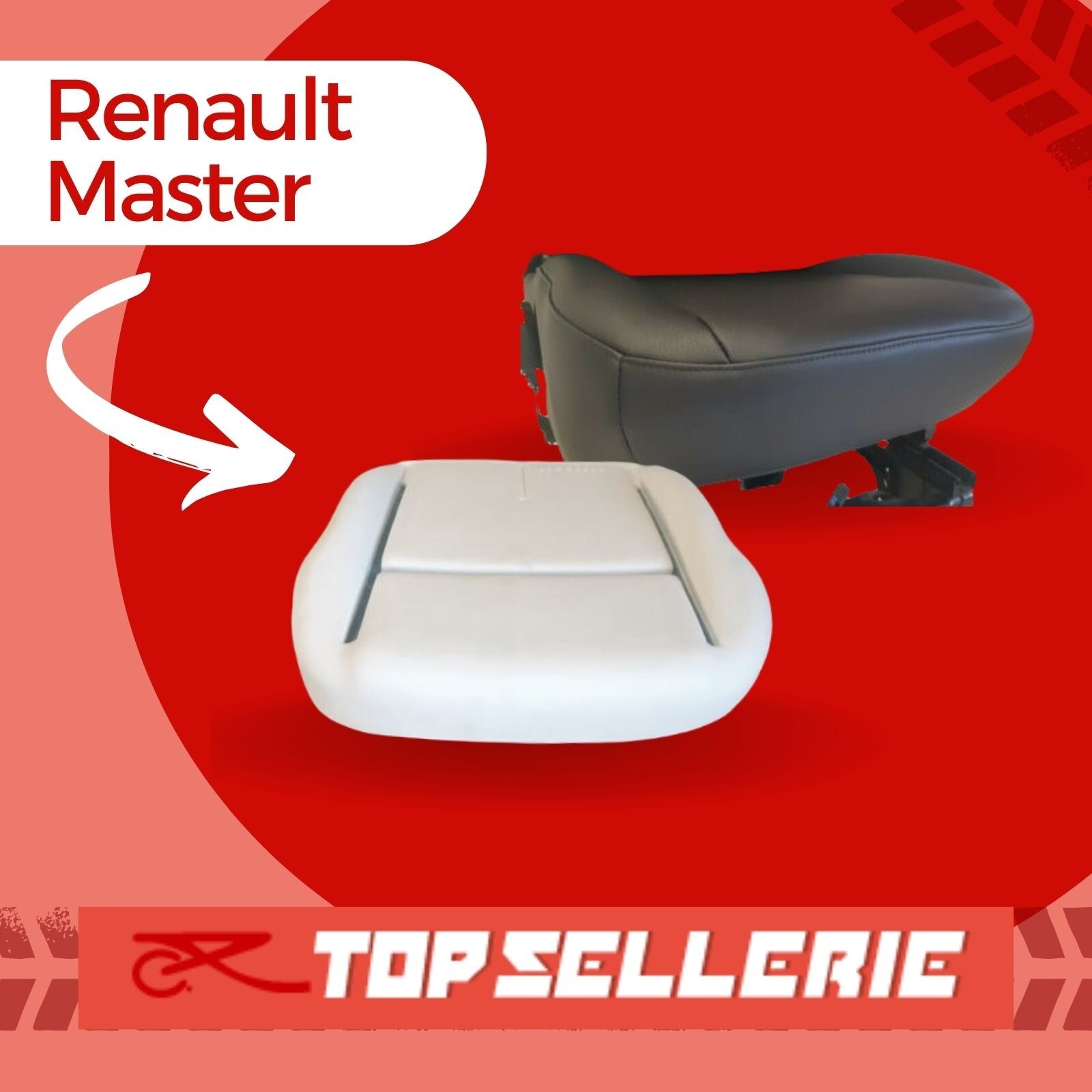 Housse et mousse Renault Master III en simili cuir noir M28 et HA39