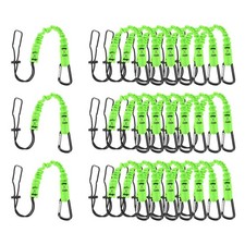 24Pcs 2ft Retractable Tool Lanyard with Metal Buckle Adjustable Loop, Green