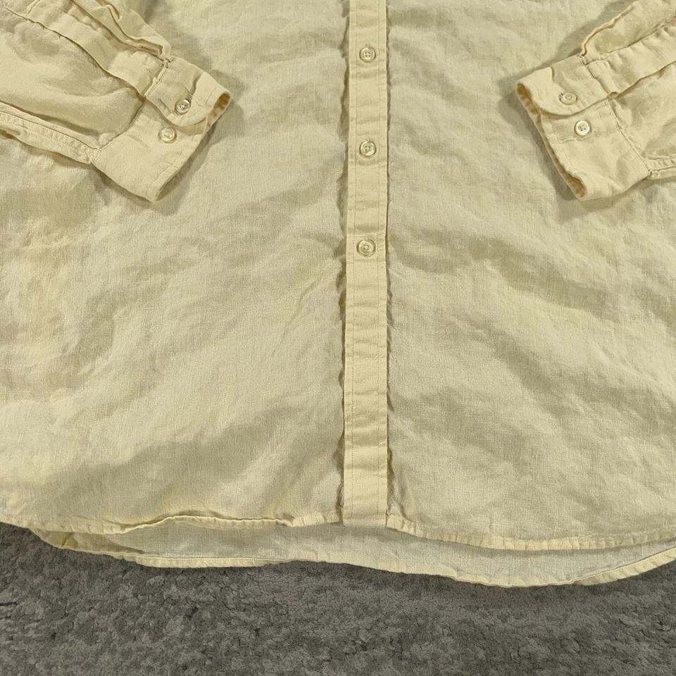LL Bean Shirt Mens XL Yellow Button Down Casual Pocket Linen Outdoors Casual - Image 3 of 4