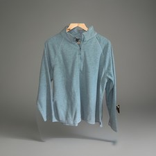 Eddie Bauer Women's Solid Sky Blue Cozy Fleece 1/4 Zip Long Sleeve Pullover Xxl