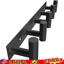 Wall Mounted Hook Rack W/ 5 Modern Hooks Coats Hats Towels Keys Home Office New