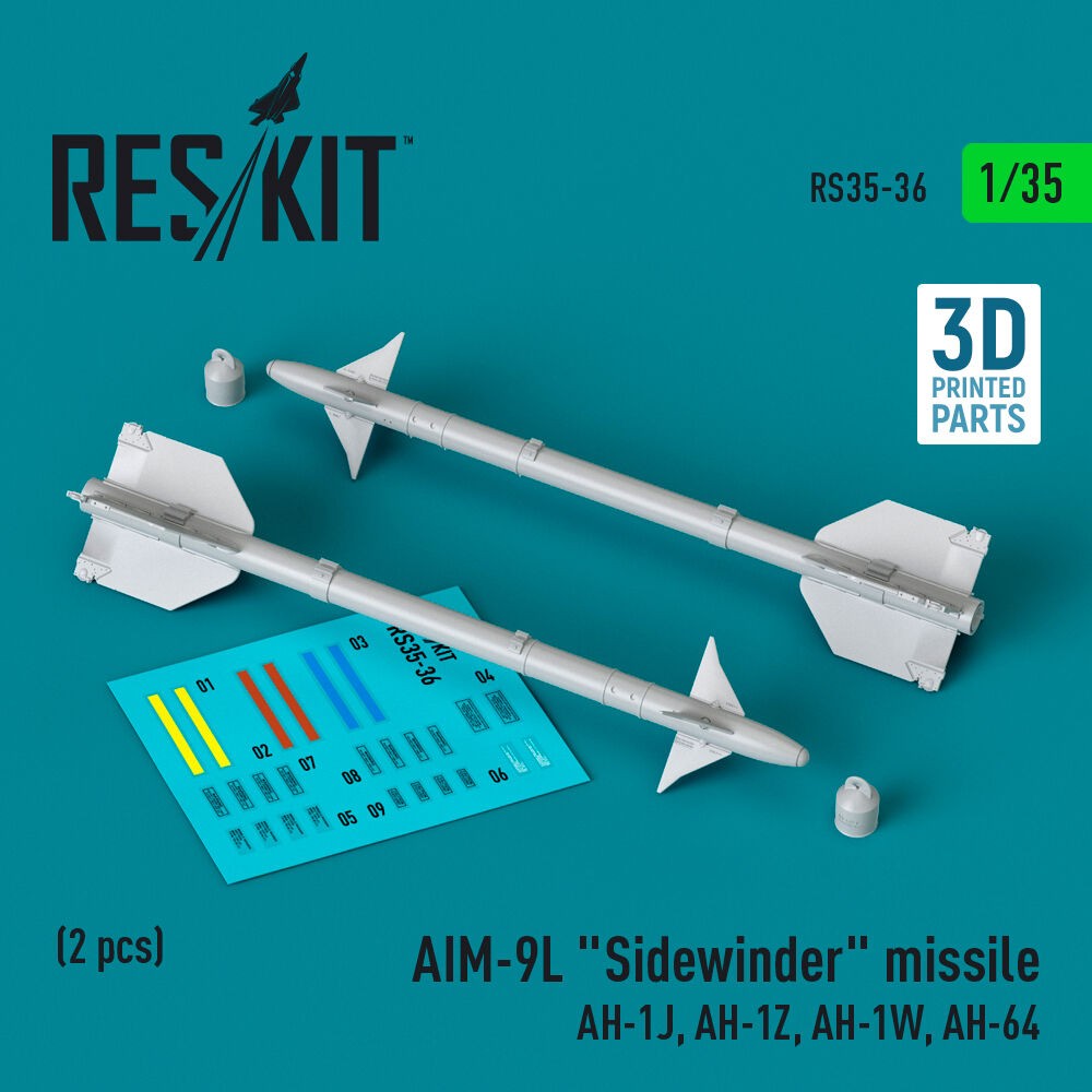 ResKit RS35-0036 1:35 AIM-9L Sidewinder Missile Kit - Resin Accessory