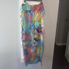 Tropical Fish with fringe Sarong Wrap Coverup Womens Beach Cruise Poolside