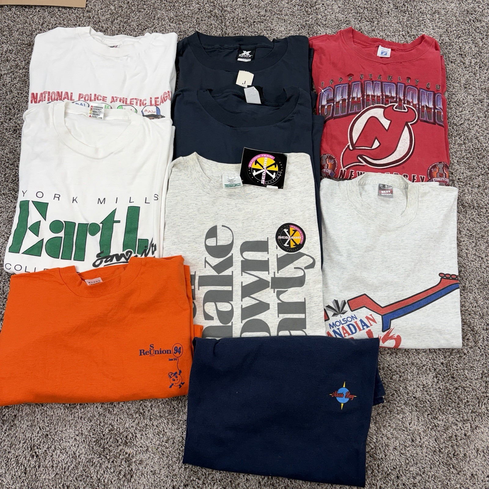 Lot Of 9 Vintage T-Shirts Mens XL 90’s Graphic Tees NOS Single Stitch-image
