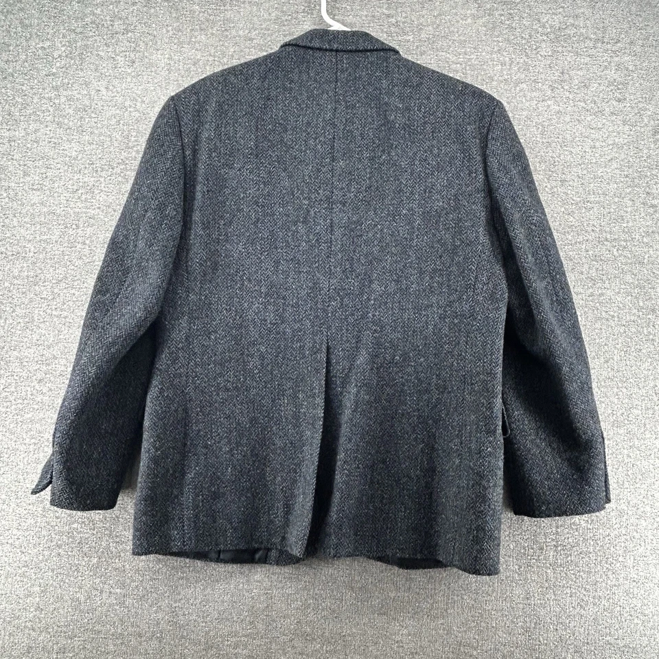Blazer Harris Tweed Masculino Tamanho 40S 100% Lã Cinza Casaco Esportivo Espinha de Arenque - Imagem 3 de 4