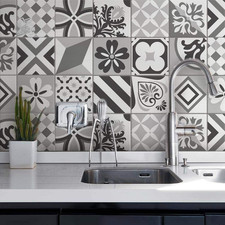 Stickers Tiles Kitchen Bathroom PVC Tiles Waterproof Cements 15x15 16pcs