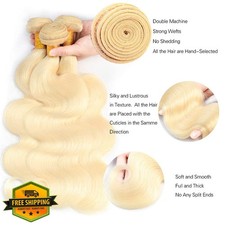 613 Blonde Body Wave Human Hair Bundles 12-16 Inch Honey Blonde
