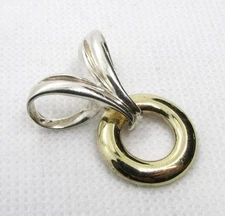 925 Sterling Silver Two Tone Moving Circle Slide Pendant 29x22mm~ 4.4g