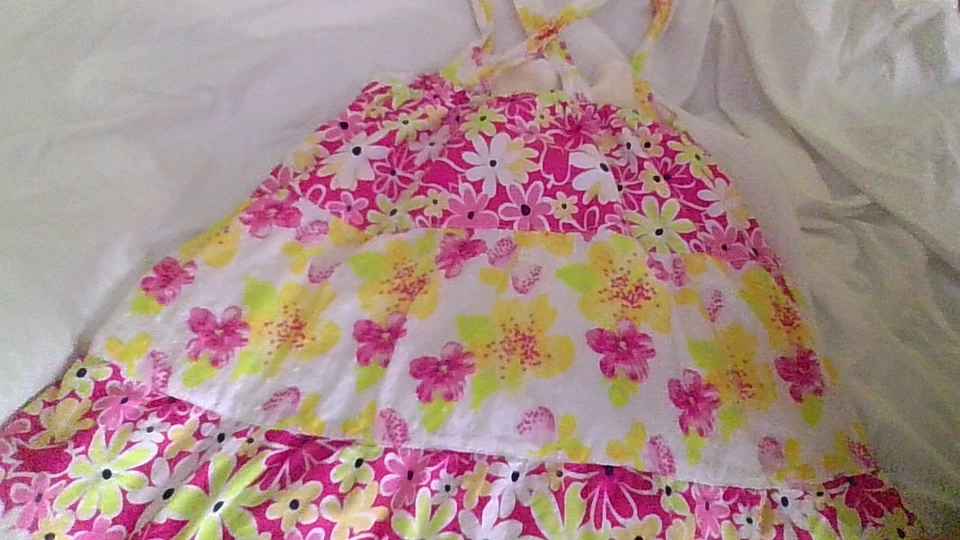 Hermoso Vestido Solero Penelope Mack Niñas Talla 6X Floral Ojales Correas Entrecruzadas Foto 3 de 4